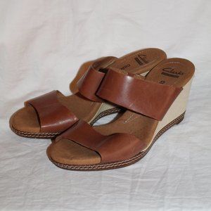 Clarks Soft Cushion Brown Wedge Slip On Size 7
